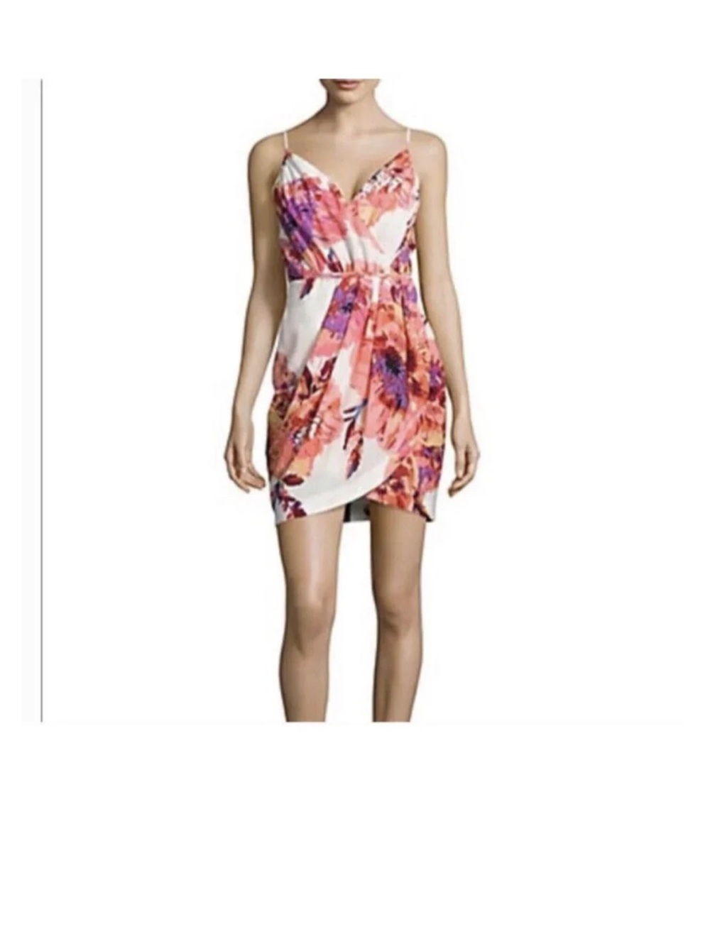Yumi Kim Pink & White Floral Wrap Mini Dress